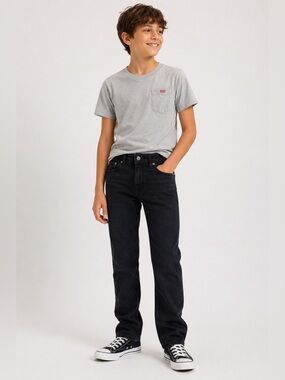 Levi's 711 Boys Kids Black Straight-Leg Jeans with Red Detail New Without Tags